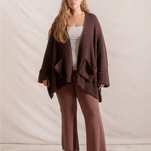 Indigo Luna Tuula Poncho Cacao Cozy Brown Knit Cardigan one size